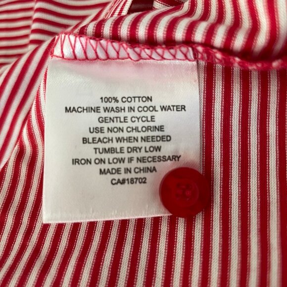 Dockers Tour Athletic SS Striped 3 Button Cotton Polo Shirt Red White Sz S NWOT - Picture 10 of 11
